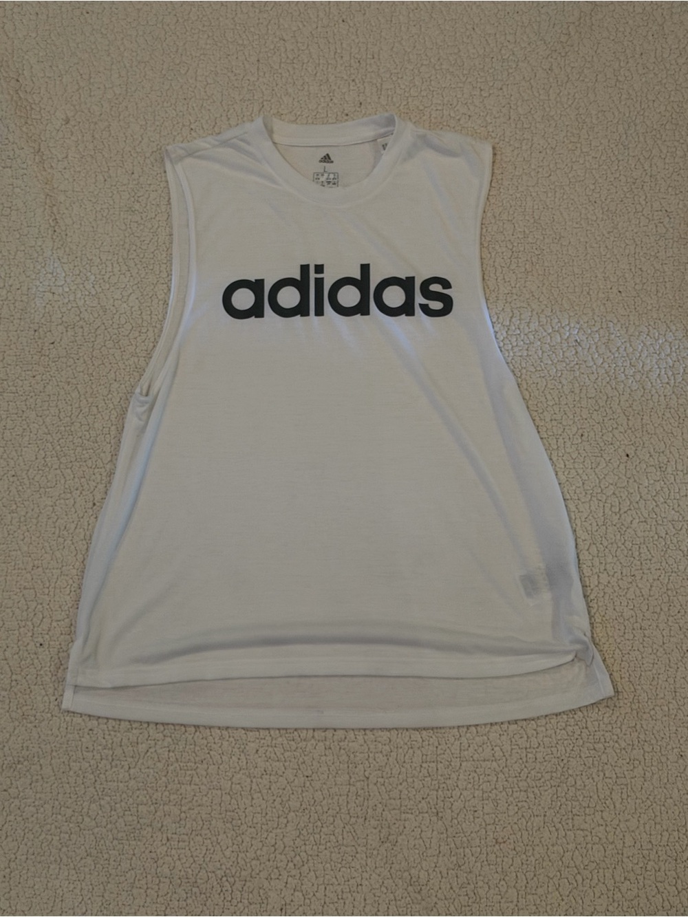 Adidas White & Black Logo TANK TOP Womens Large
